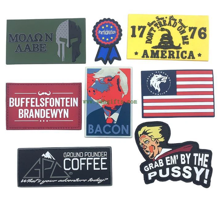 3d Rubber Embroidery Patch Badge PVC Labels For Clothing